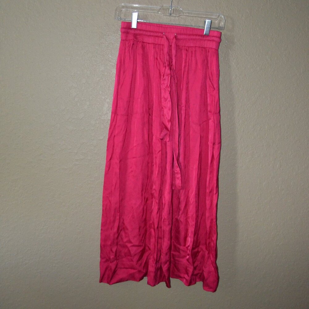 Sz XS Nation LTD Hot Pink Silky Cropped Elastic Waist Pants